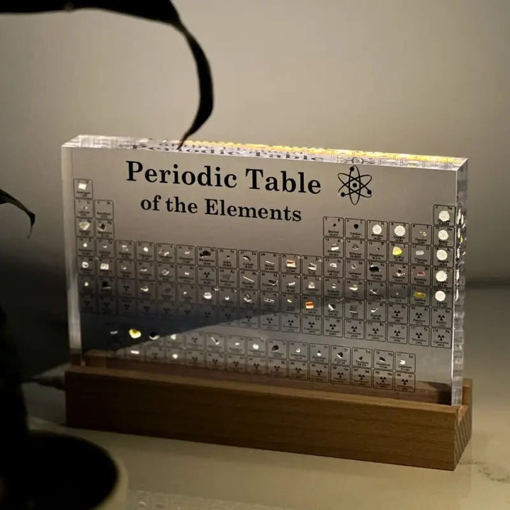 Periodiek systeem met echte elementen acryl LED-display educatief cadeau