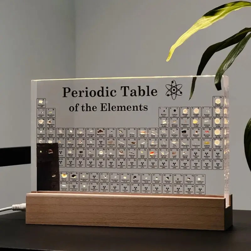 Periodiek systeem met echte elementen acryl LED-display educatief cadeau