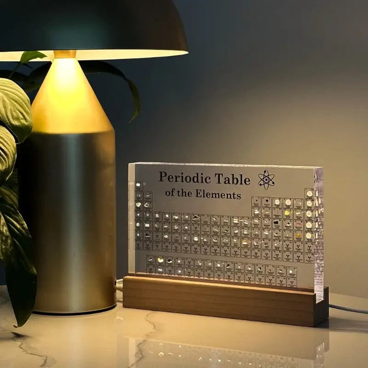 Periodiek systeem met echte elementen acryl LED-display educatief cadeau