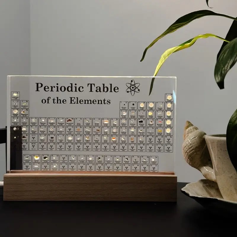 Periodiek systeem met echte elementen acryl LED-display educatief cadeau