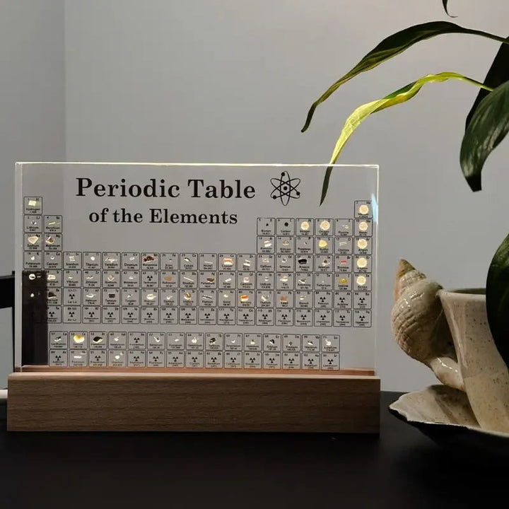 Periodiek systeem met echte elementen acryl LED-display educatief cadeau