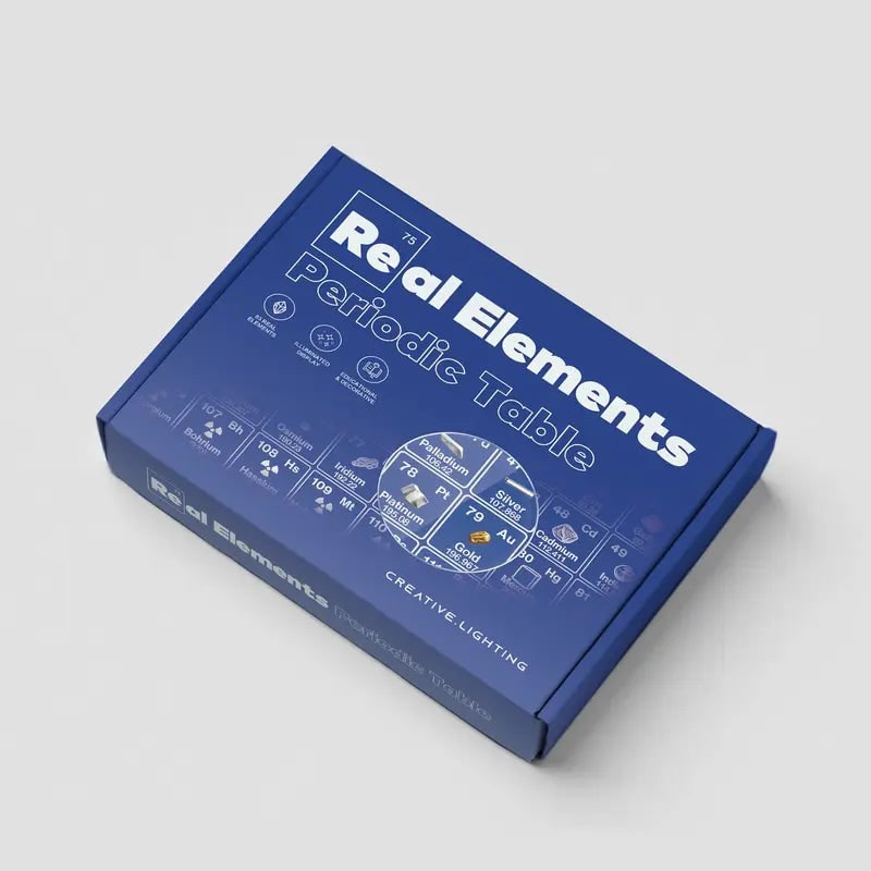 Periodiek systeem met echte elementen acryl LED-display educatief cadeau