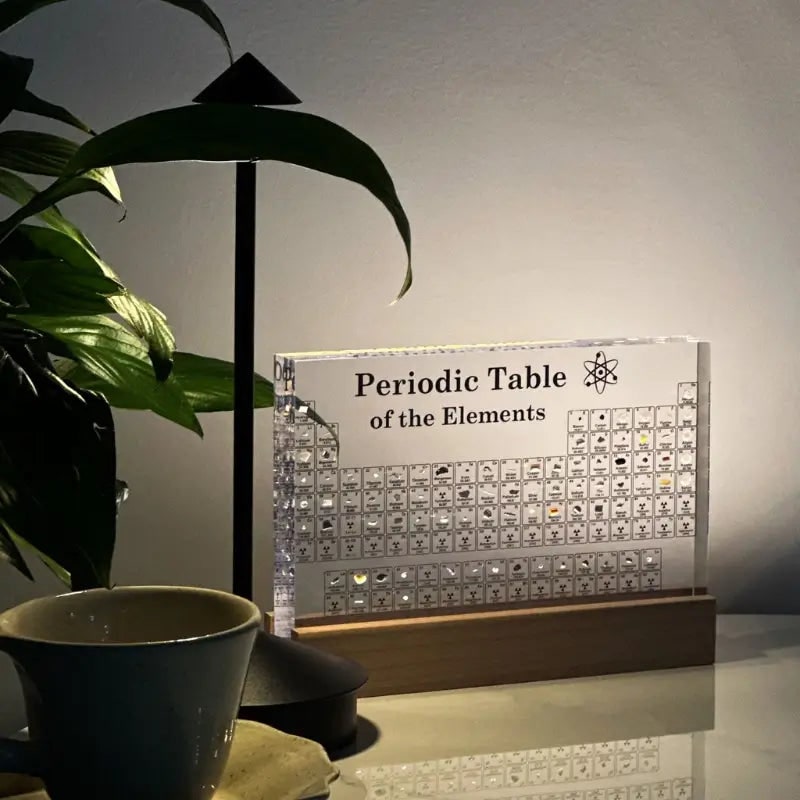 Periodiek systeem met echte elementen acryl LED-display educatief cadeau