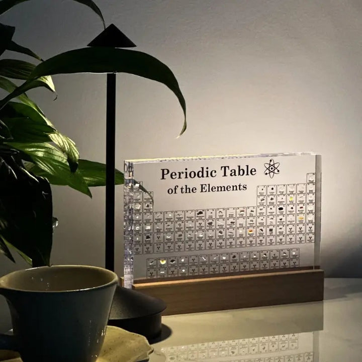 Periodiek systeem met echte elementen acryl LED-display educatief cadeau