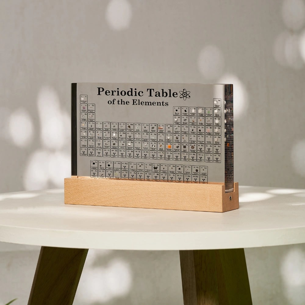 Periodiek systeem met echte elementen acryl LED-display educatief cadeau