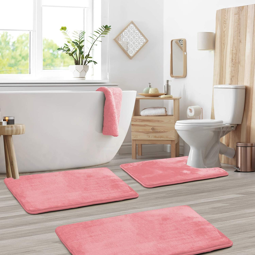 3-delige fluwelen memory foam badmat set