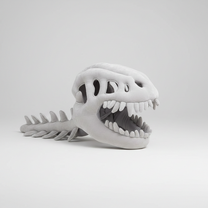 Pluche dinosaurus kostuummuts met tanden en staart