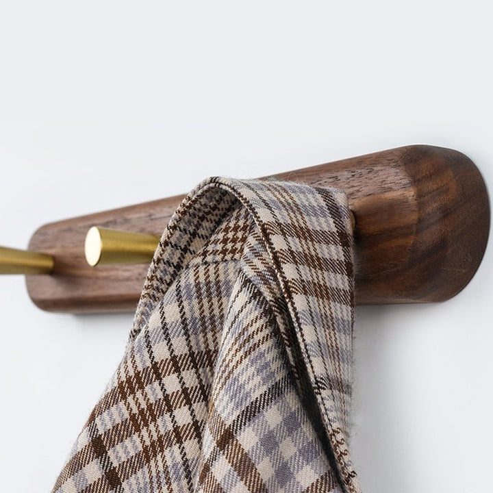 Wandkapstok van Hout met Messing Haken - LignaHook