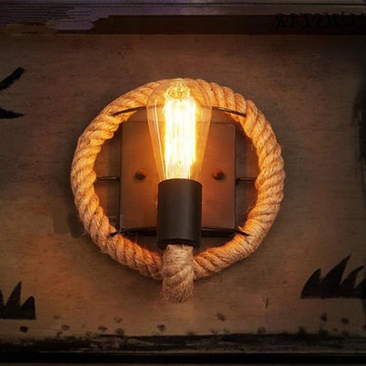 Vintage touw-wandlamp – RusticRope