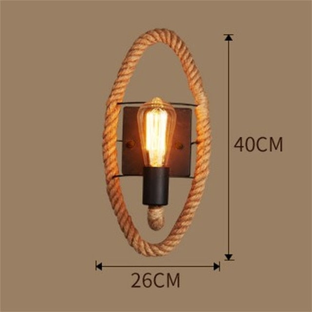 Vintage touw-wandlamp – RusticRope