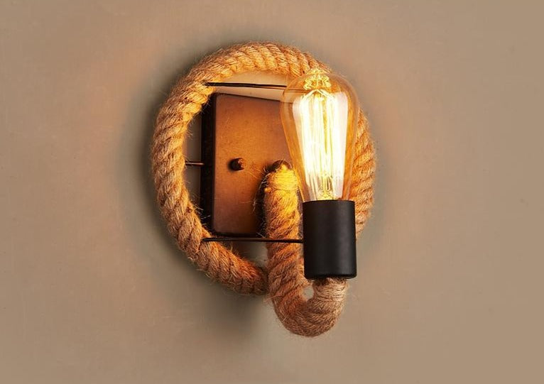 Vintage touw-wandlamp – RusticRope
