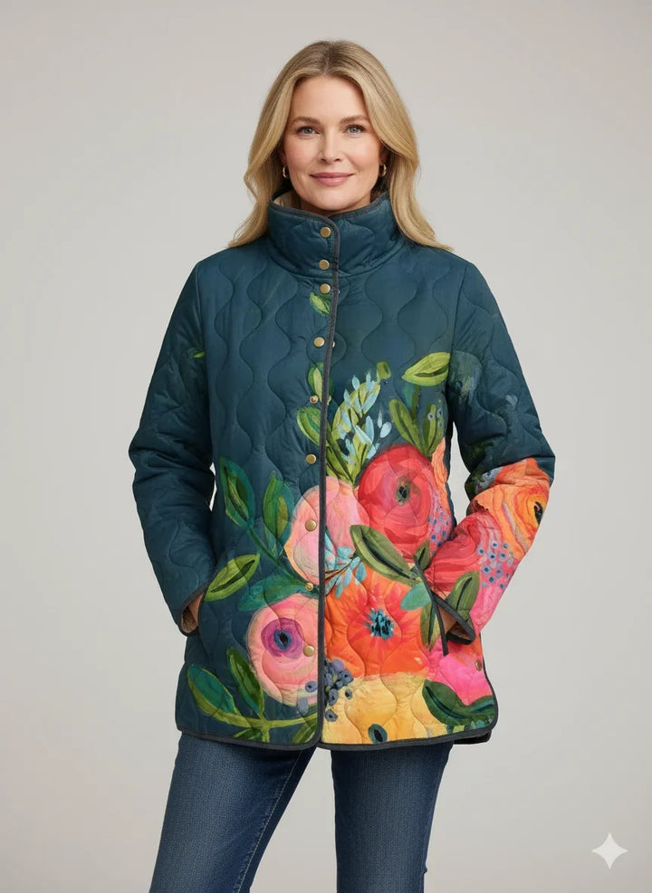 Gewatteerd jack met bloemenprint