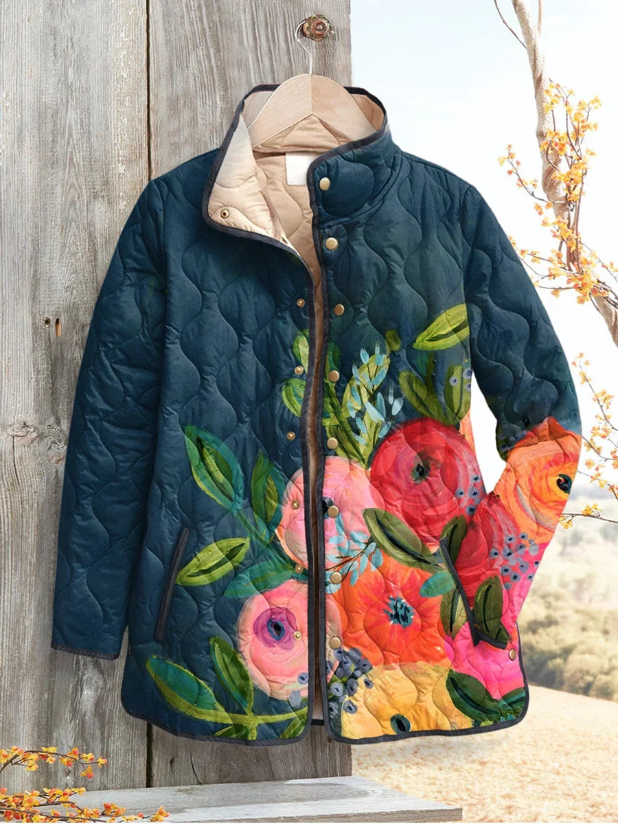 Gewatteerd jack met bloemenprint
