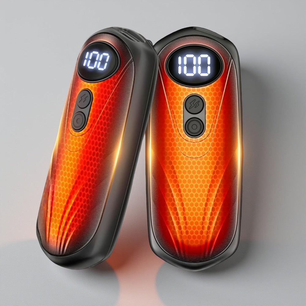 Oplaadbare handwarmers met led en vijf warmtestanden, set van 2