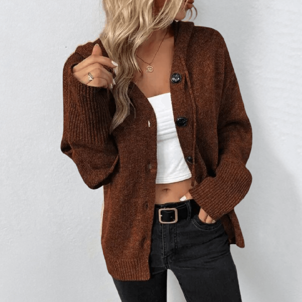 Gebreid damesvest – warm overhemd met pufferdetail