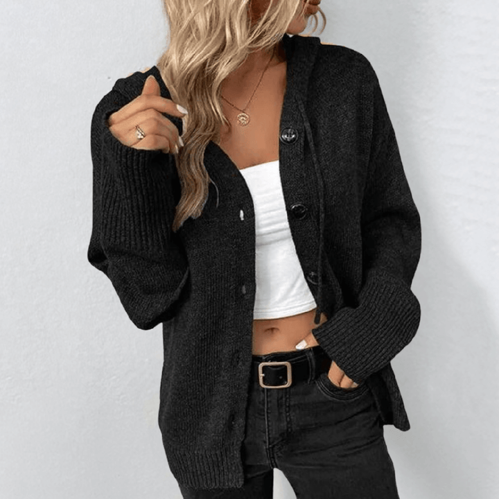 Gebreid damesvest – warm overhemd met pufferdetail