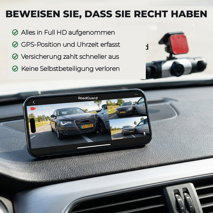 4-kanaals dashcam met nachtzicht, GPS en 360°-dekking
