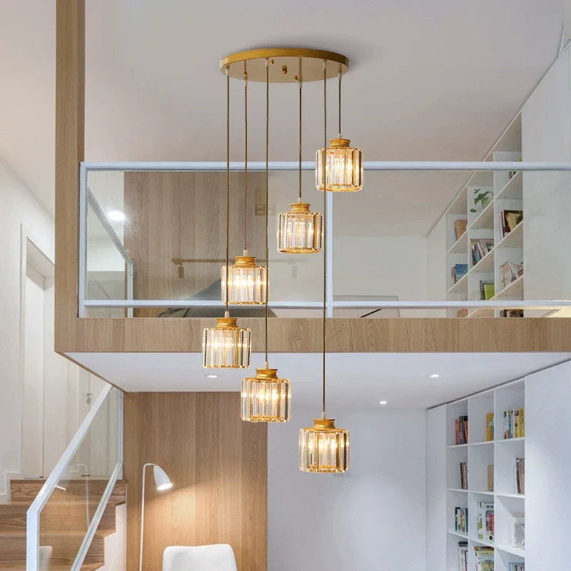 Lange Glazen Kroonluchter voor Trappen en Hallen