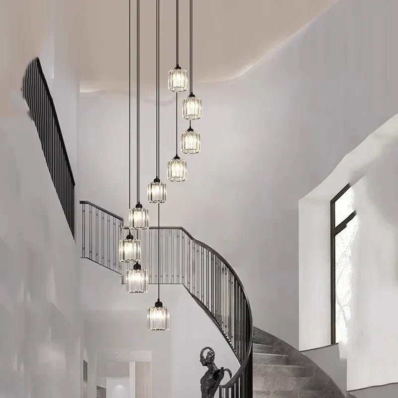 Lange Glazen Kroonluchter voor Trappen en Hallen