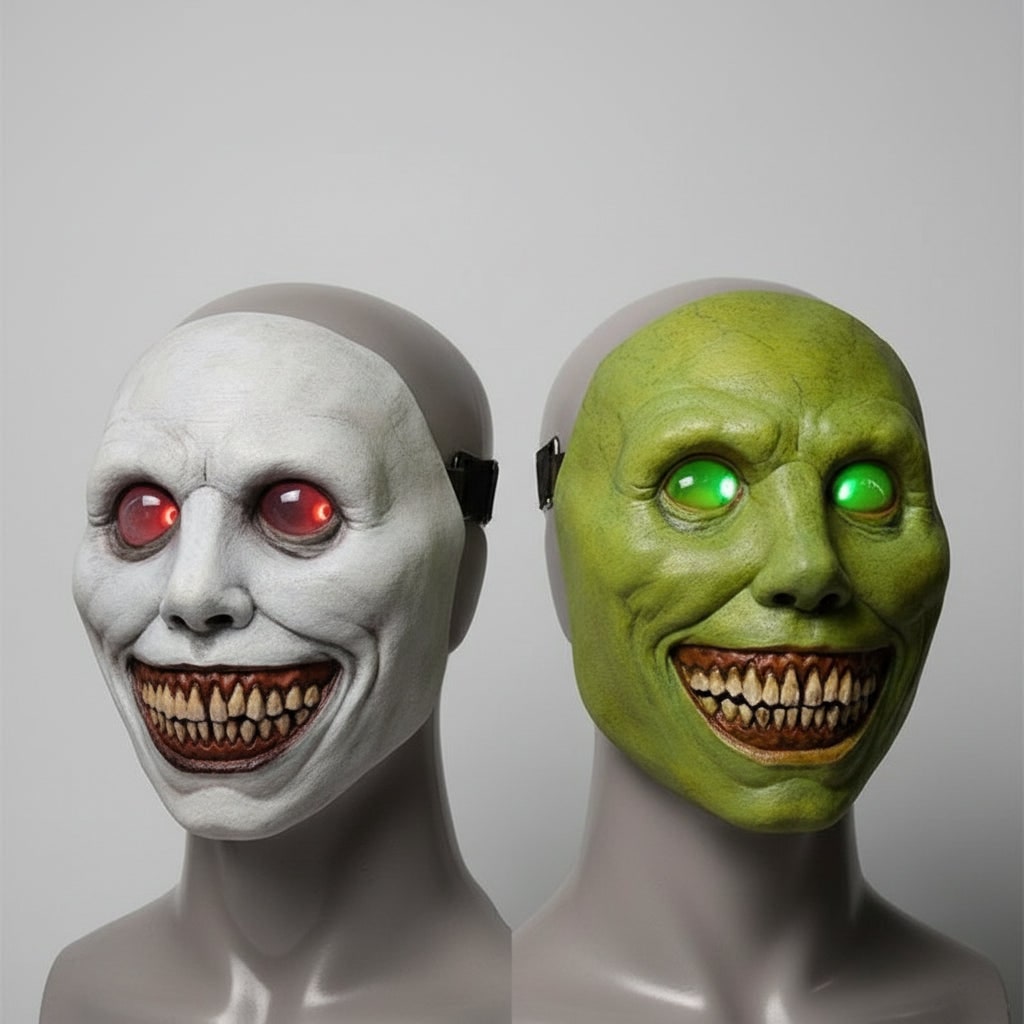 Enge Halloweenmasker creepy latex horror met LED en verstelbare band voor kostuumfeest
