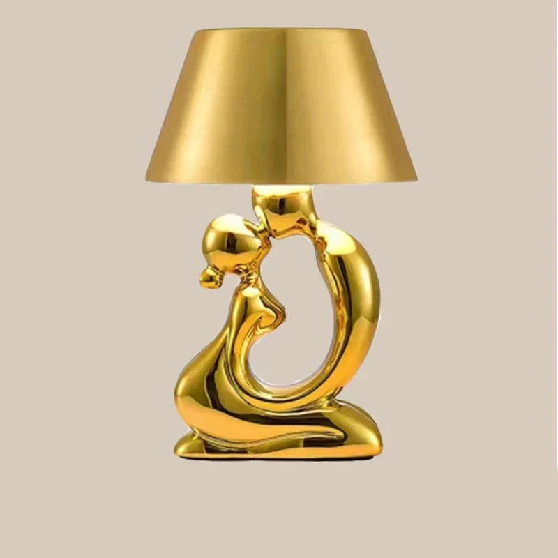 Sculptuurtafellamp draadloos oplaadbaar met moderne kunstvoet en sfeerverlichting