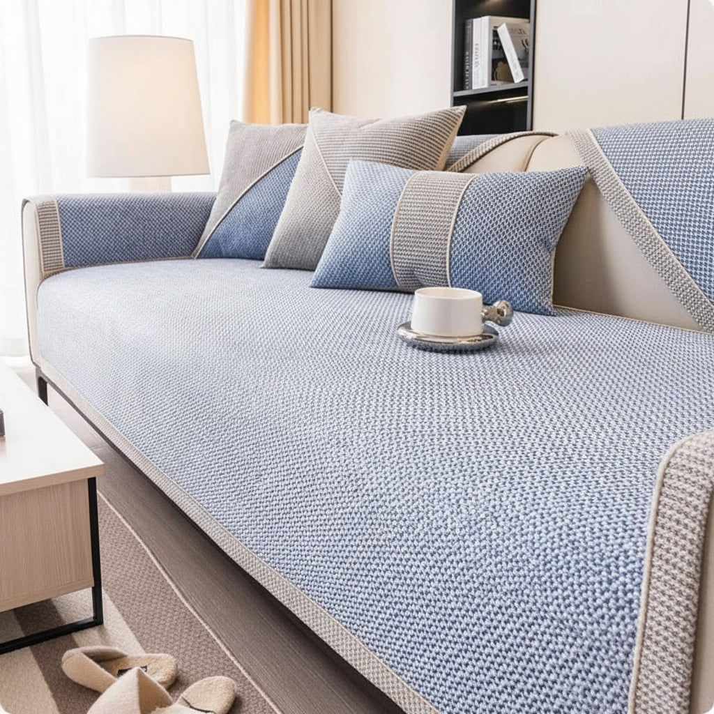 Hoesje bankhoes sprei hoekbank gewatteerd antislip modulair antislip