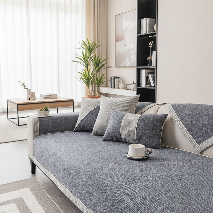 Hoesje bankhoes sprei hoekbank gewatteerd antislip modulair antislip