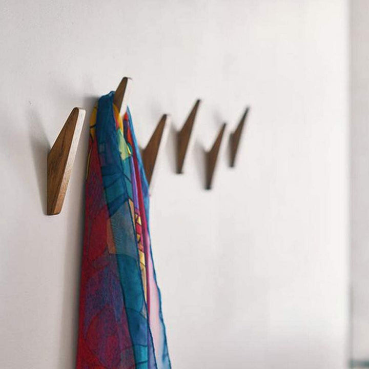 Minimalistische houten wandhaken voor thuis – set van 6