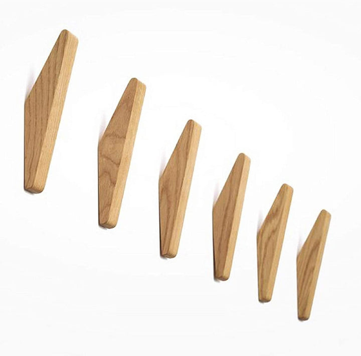 Minimalistische houten wandhaken voor thuis – set van 6