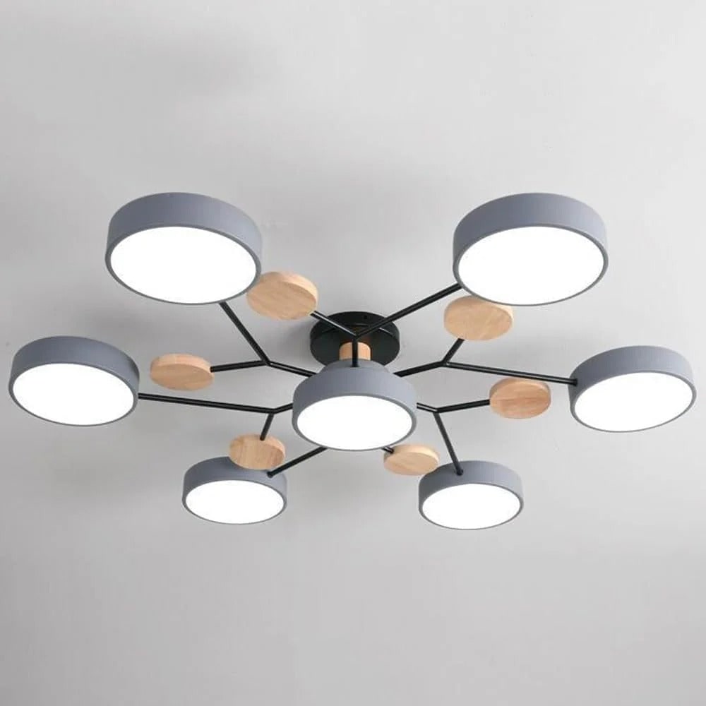 Semi-plafondlamp met moderne houtaccenten voor de slaapkamer