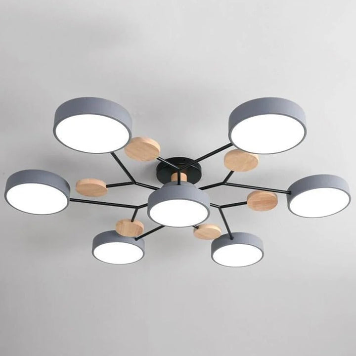 Semi-plafondlamp met moderne houtaccenten voor de slaapkamer