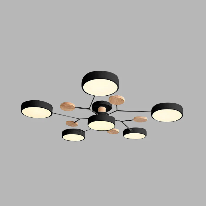 Semi-plafondlamp met moderne houtaccenten voor de slaapkamer