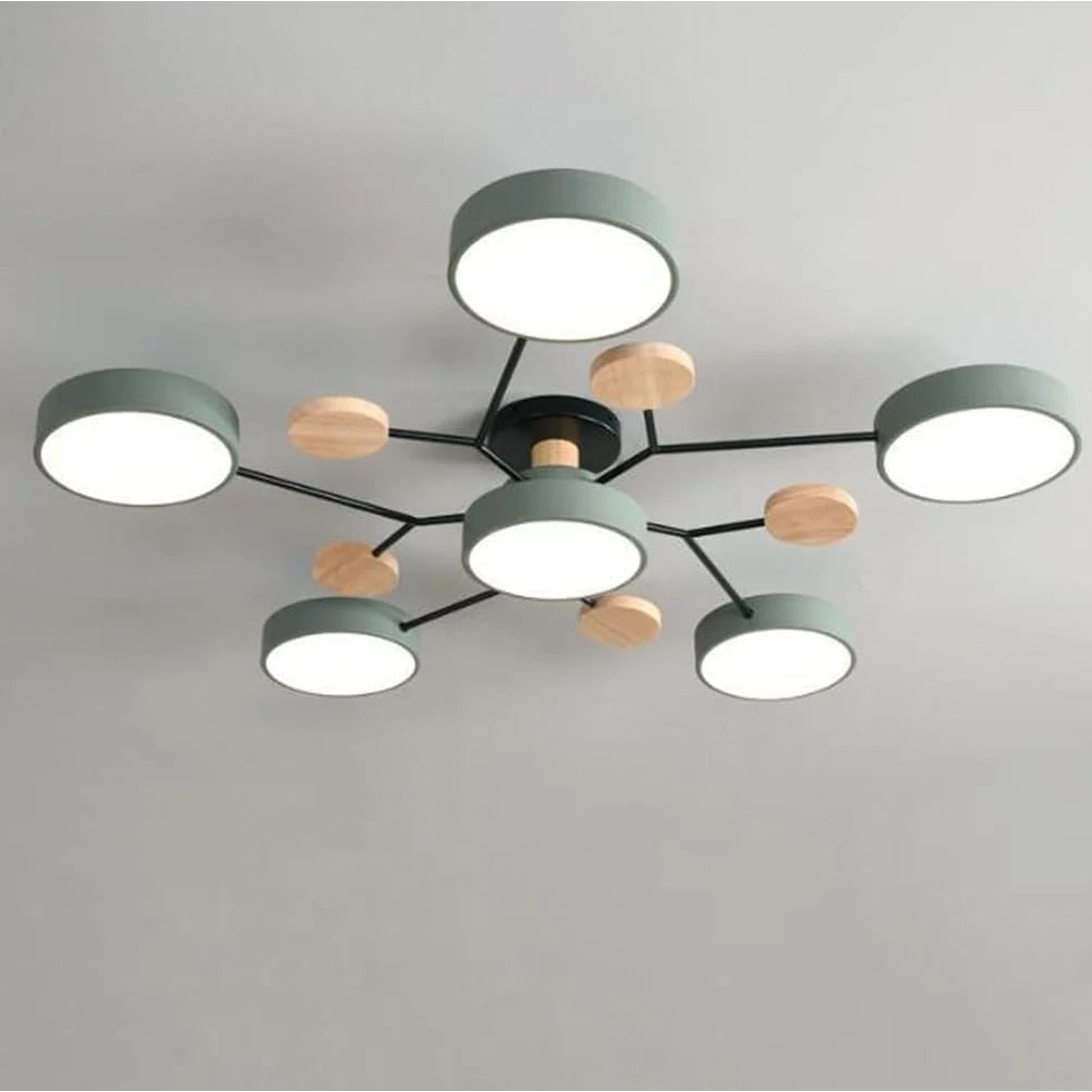 Semi-plafondlamp met moderne houtaccenten voor de slaapkamer