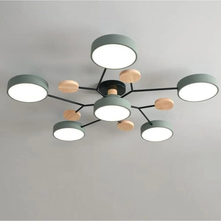 Semi-plafondlamp met moderne houtaccenten voor de slaapkamer