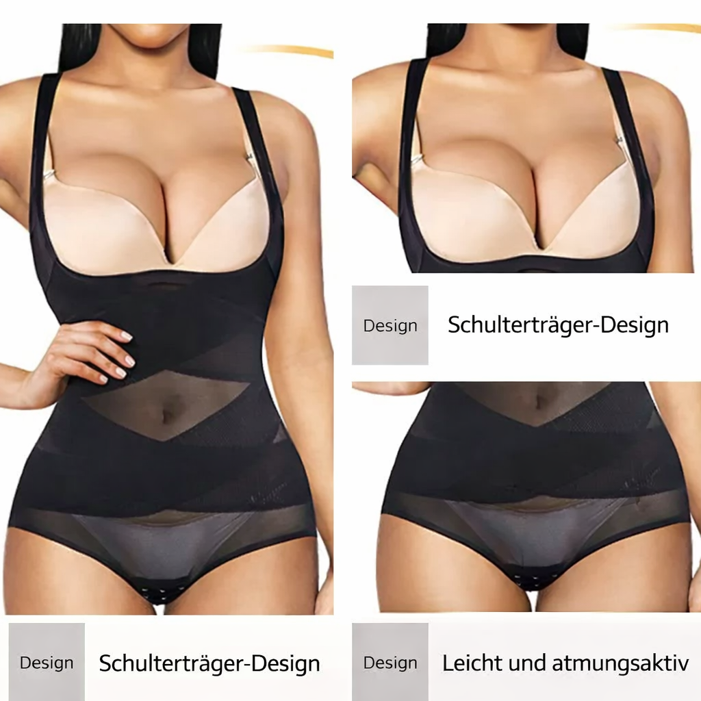 Shapewear bodysuit met open buste, mouwloos, ademend mesh, vormgevend