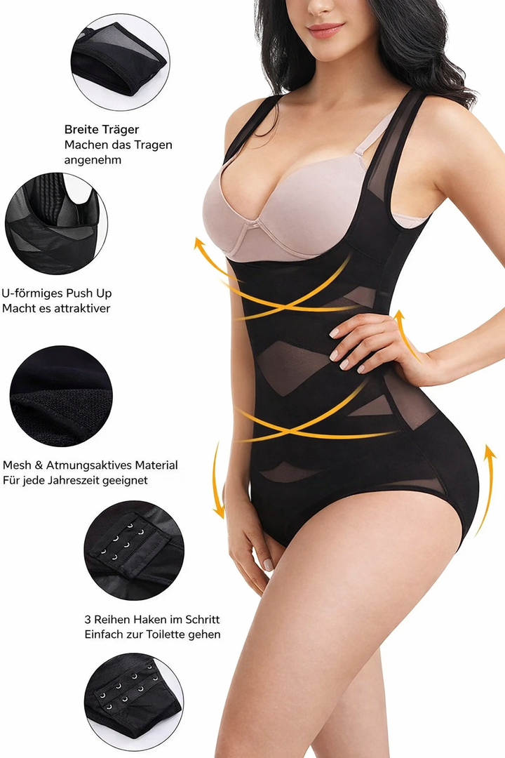 Shapewear bodysuit met open buste, mouwloos, ademend mesh, vormgevend