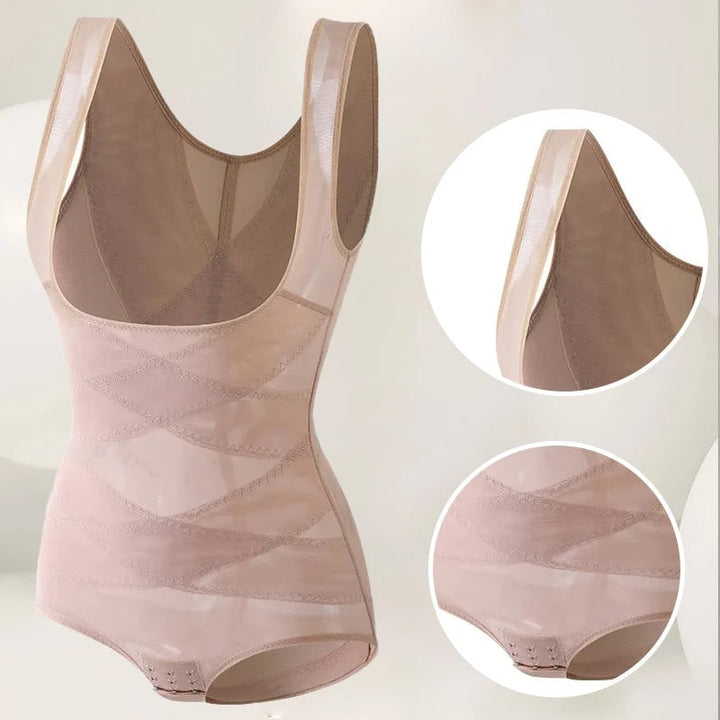 Shapewear bodysuit met open buste, mouwloos, ademend mesh, vormgevend