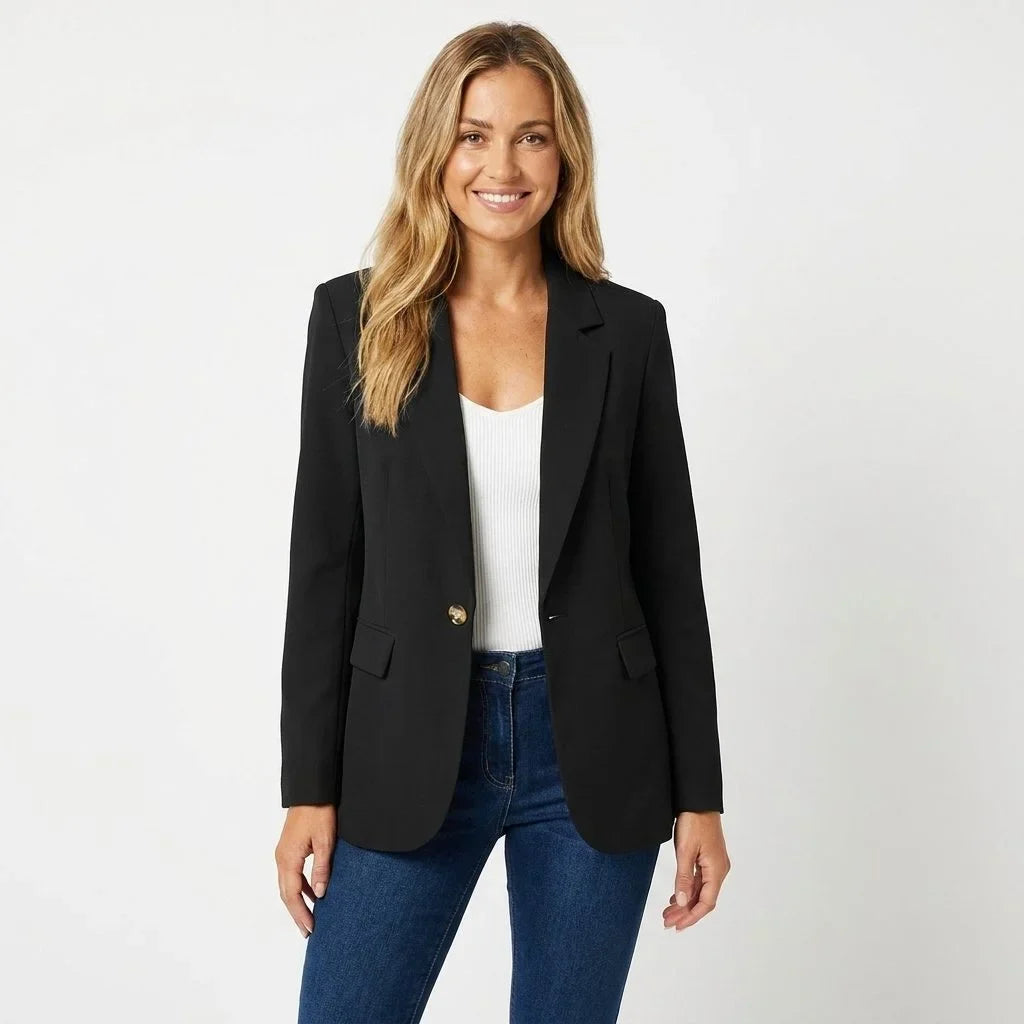 Enkelrijige getailleerde blazer met puntrevers