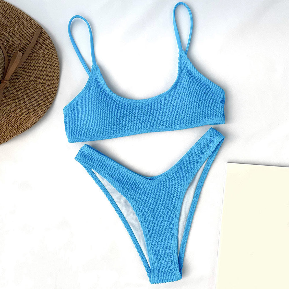 Sexy High Cut Shirred Bralette Brazilian Bikini Set – Stijlvol & Verleidelijk - SkinzLine