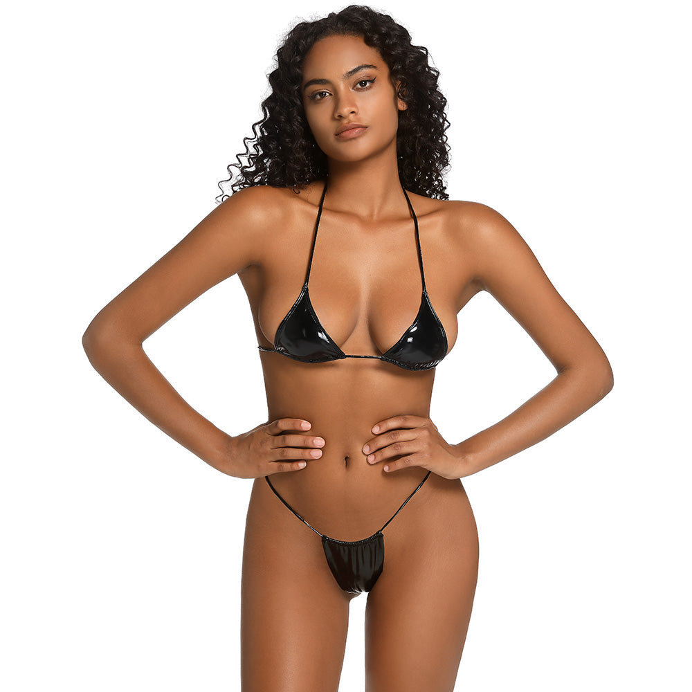 
                  
                    Vinyl Triangle Thong Brazilian Twee-Delige Bikini Set - SkinzLine
                  
                