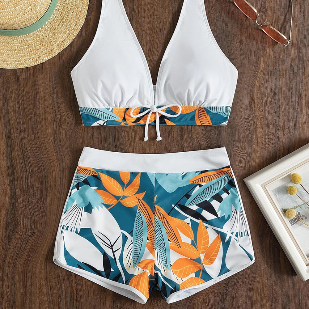 
                  
                    Tropisch High Waist Short Bikini – Sportieve Two Piece Swimsuit - SkinzLine
                  
                