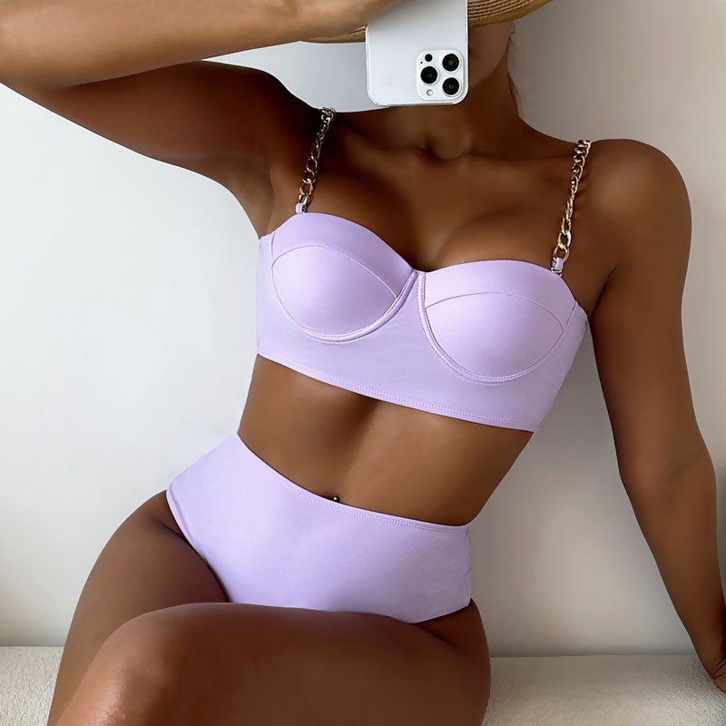 
                  
                    Metallic Chain High Waist Push-Up Bralette – Braziliaans Bikini Set - SkinzLine
                  
                