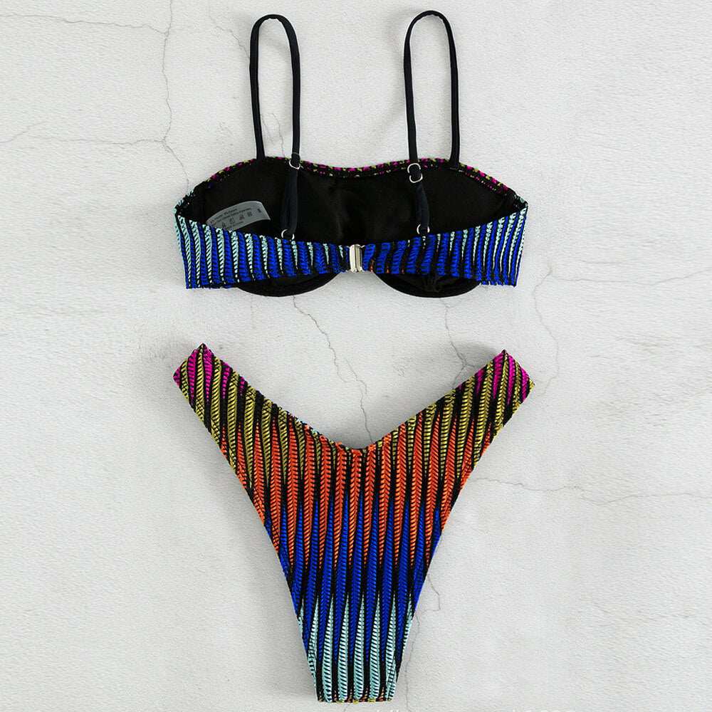 
                  
                    Tropical Leaf High Cut Underwire Brazilian Two Piece Bikini Swimsuit - SkinzLine
                  
                