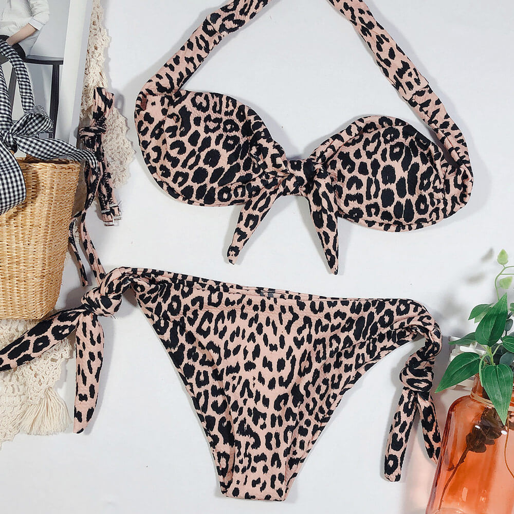Luxe Luipaard Bandeau Brazilian Bikini Set - SkinzLine
