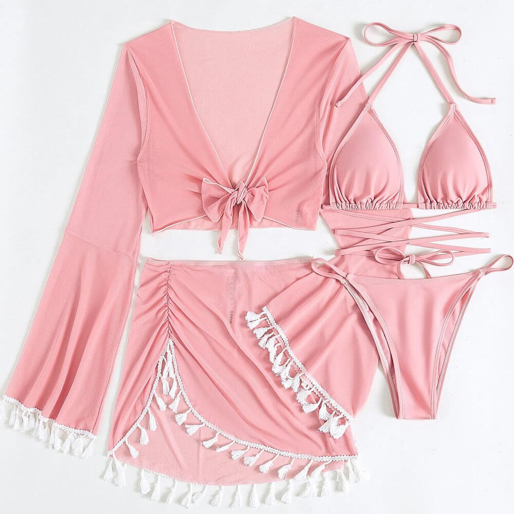 
                  
                    TasselGoddess - Verleidelijke Brazilian Bikini Set met Wikkelbandjes en Fringe Cover-ups - SkinzLine
                  
                