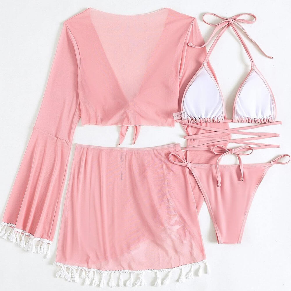 
                  
                    TasselGoddess - Verleidelijke Brazilian Bikini Set met Wikkelbandjes en Fringe Cover-ups - SkinzLine
                  
                