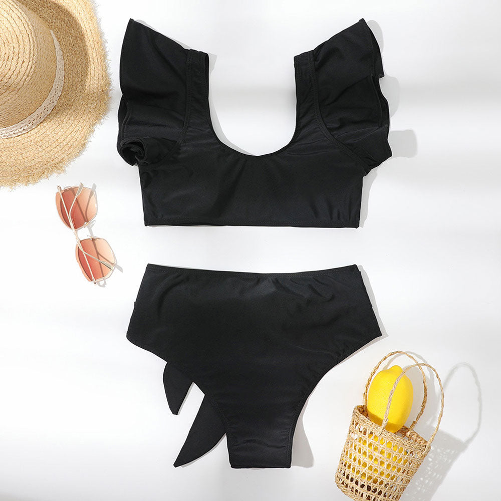 
                  
                    Hoge Taille Ruffle Notch Front Braziliaanse Twee-Delige Bikini - SkinzLine
                  
                