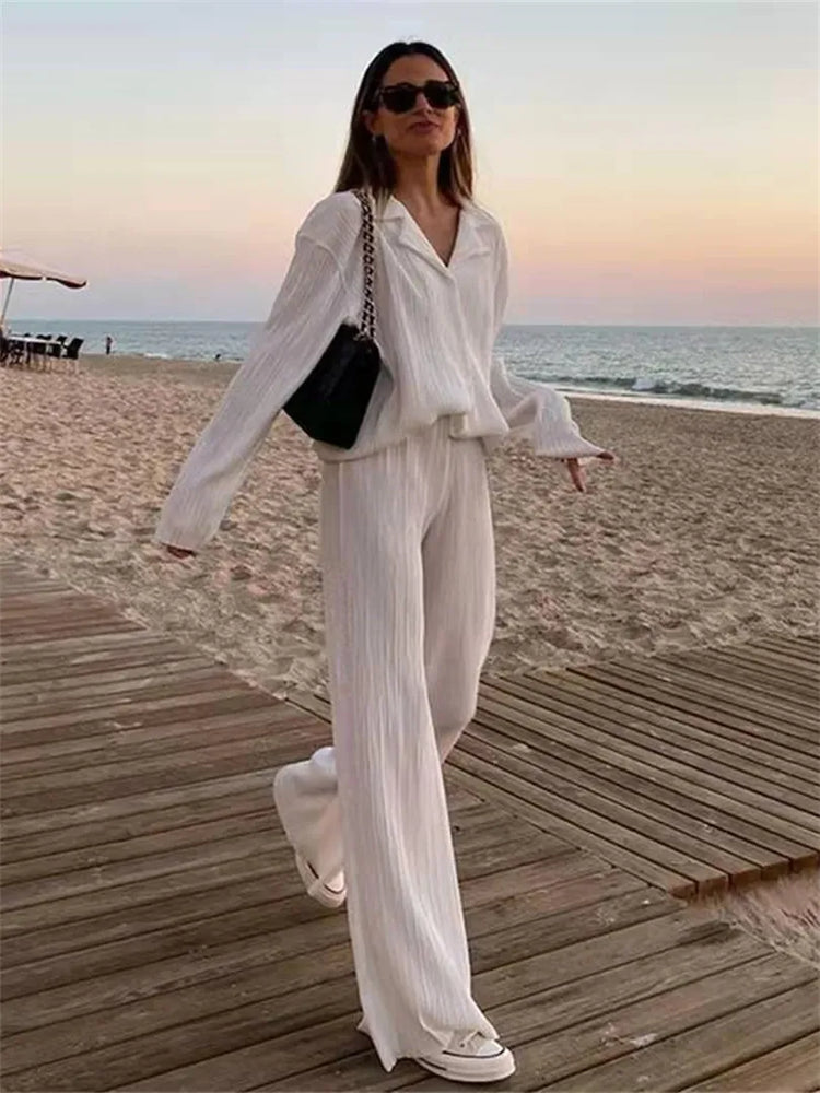 
                  
                    Elviera | Luxe Geplooide Lounge Set Dames – Tweedelig Outfit - SkinzLine
                  
                