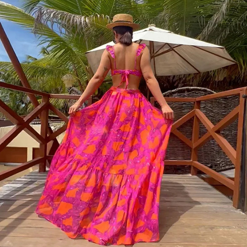 
                  
                    Tropische Touwprint Hoge Taille Tie Up Sarong Maxi Cover-Up - SkinzLine
                  
                