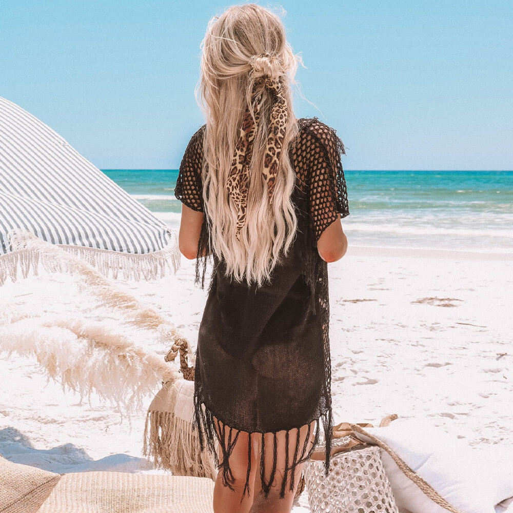 
                  
                    Speelse Kanten Strand Cover-Up met Vetersluiting en Franjes – Sexy & Trendy - SkinzLine
                  
                